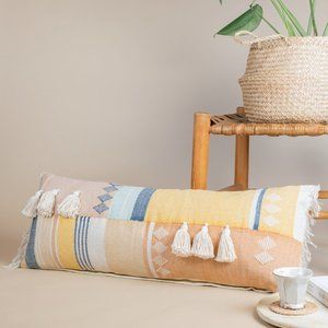 Boho Large Lumbar Pillow Cover 14x36 & 12x20 with Tassels Artisan Handmade
